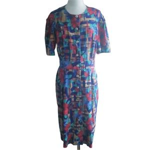 1980s Special‎ Effects Multi-Color Poly/Rayon Dress